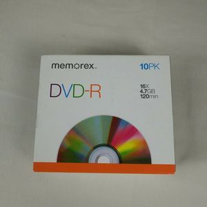 Memorex DVD-R 16x 4.7GB 120min 10 Pack in Slim Case Blank Disc